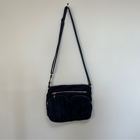 MZ Wallace Paige Nylon Crossbody in Navy & Tan - Picture 3 of 12